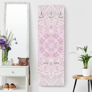 Wandkapstokken houten paneel - Mandala Watercolour Ornament Pink
