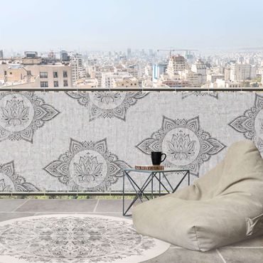 Privacyscherm voor balkon - Mandala Lotus Concrete Look