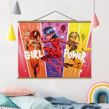 Stoffen schilderij met posterlijst - Miraculous Rainbow Girl Power
