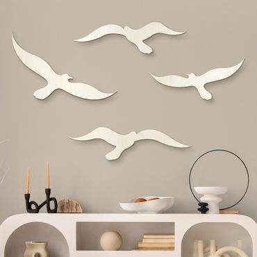 Wanddecoratie hout - Seagulls Set