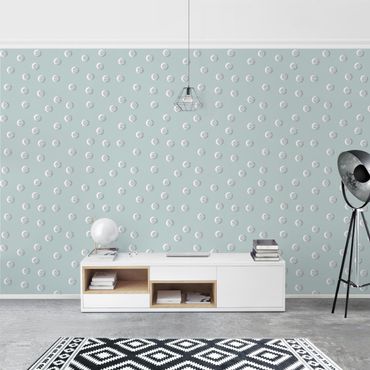 Patroonbehang Pattern With Dots And Circles On Bluish Grey