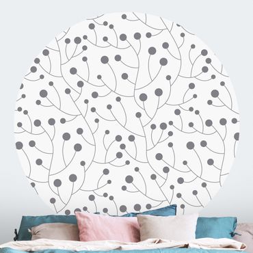 Behangcirkel Natural Pattern Growth With Dots Grey
