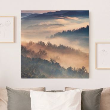 Natuurlijk canvas schilderijen Fog At Sunset