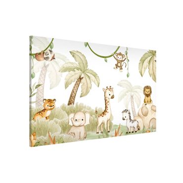 Magneetborden - Cute savannah animals at the edge of the jungle