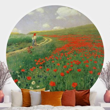 Behangcirkel Pál Szinyei-Merse - Summer Landscape With A Blossoming Poppy