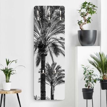 Wandkapstokken houten paneel Palm Trees At Sunset Black And White