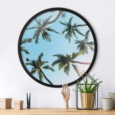 Rond schilderijen Gigantic Palm Trees In The Sky