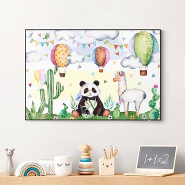 Verwisselbaar schilderij - Panda And Lama Watercolour