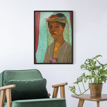 Ingelijste posters Paula Modersohn-Becker - Self-Portrait with a Hat and Veil
