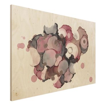 Houten schilderijen Pink Beige Drops With Pink Gold