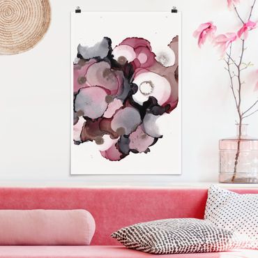 Posters Pink Beige Drops With Pink Gold
