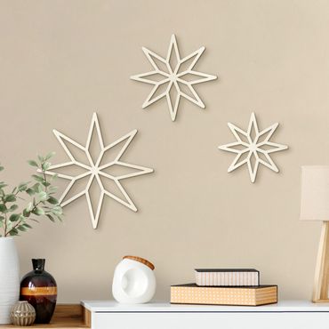 Wanddecoratie hout - Polygon Stars Set