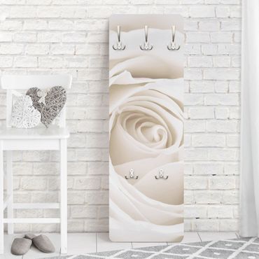 Wandkapstokken houten paneel Pretty White Rose