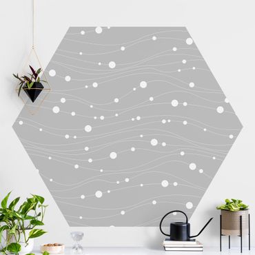Hexagon Behang Dots On Wave Pattern In Front Of Gray