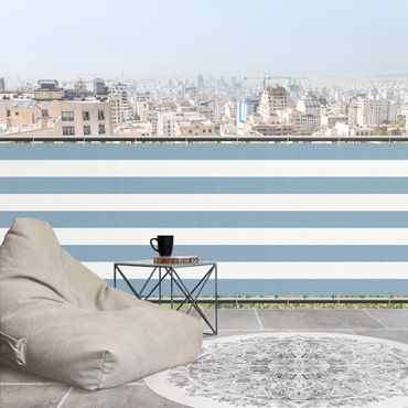 Privacyscherm voor balkon - Horizontal Stripes in Pastel Blue