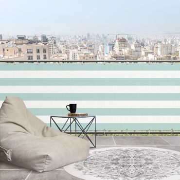 Privacyscherm voor balkon - Horizontal Stripes in Pastel Mint