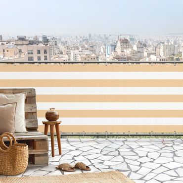 Privacyscherm voor balkon - Horizontal Stripes in Pastel Orange