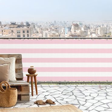 Privacyscherm voor balkon - Horizontal Stripes in Rosé