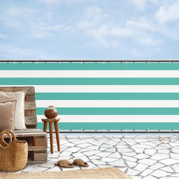 Privacyscherm voor balkon - Horizontal Stripes in Turquoise