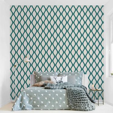 Fotobehang Retro Pattern With Waves In Emerald