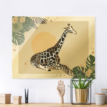 Glasschilderijen Safari Animals - Giraffe At Sunset