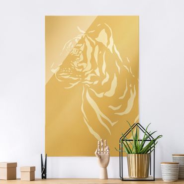 Glasschilderijen Safari Animals - Portrait Tiger Beige