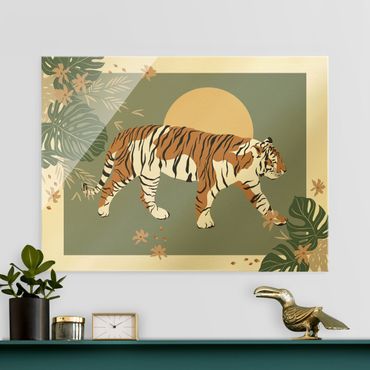 Glasschilderijen Safari Animals - Tiger At Sunset