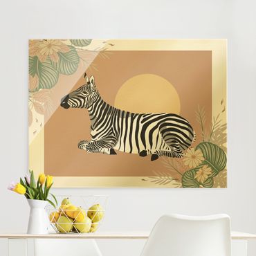Glasschilderijen Safari Animals - Zebra At Sunset