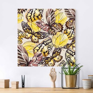 Natuurlijk canvas schilderijen Swarm Of Butterflies Brimstone Butterfly