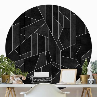 Behangcirkel Black And White Geometric Watercolour