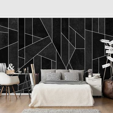Patroonbehang Black And White Geometric Watercolour