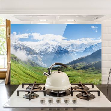 Spatscherm keuken Swiss Alpine Panorama