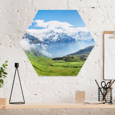 Hexagons Forex schilderijen Swiss Alpine Panorama
