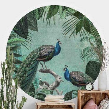 Behangcirkel Shabby Chic Collage - Noble Peacock