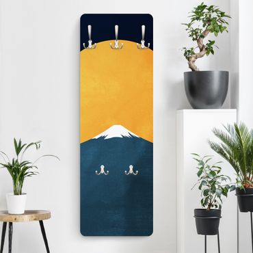 Wandkapstokken houten paneel Sun, Moon And Mountain