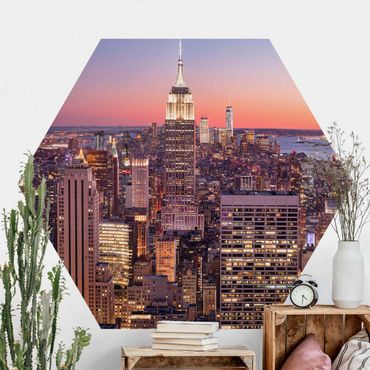 Hexagon Behang Sunset Manhattan New York City