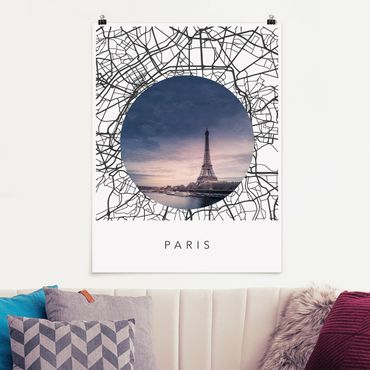 Posters Map Collage Paris
