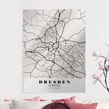 Glasschilderijen Dresden City Map - Classical