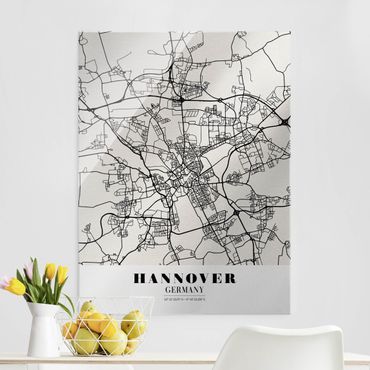 Glasschilderijen Hannover City Map - Classic