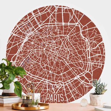 Behangcirkel City Map Paris - Retro