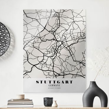 Glasschilderijen Stuttgart City Map - Classic