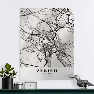 Glasschilderijen Zurich City Map - Classic