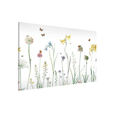 Magneetborden - Dancing butterflies on wildflowers