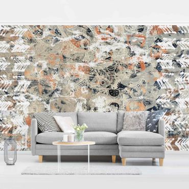 Patroonbehang Terracotta Collage II
