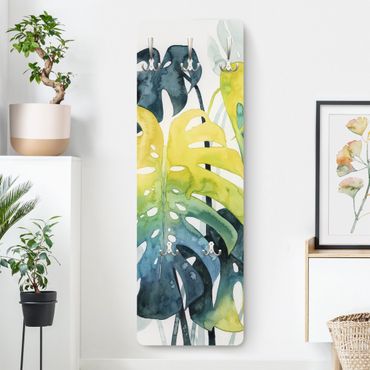 Wandkapstokken houten paneel Tropical Foliage - Monstera