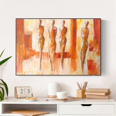 Akoestisch schilderij - Four Figures In Orange