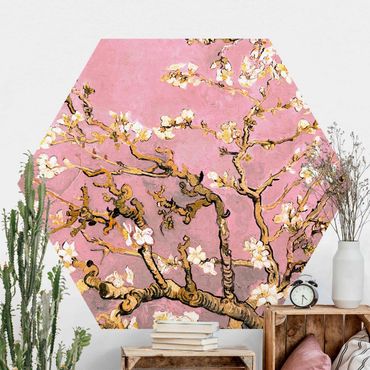 Hexagon Behang Vincent Van Gogh - Almond Blossom In Antique Pink