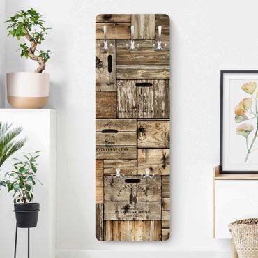 Wandkapstokken houten paneel Vintage Wooden Crates
