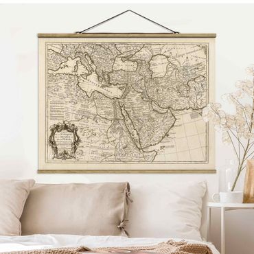 Stoffen schilderij met posterlijst Vintage Map The Middle East