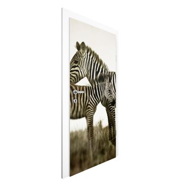 Deur behang Zebra Couple